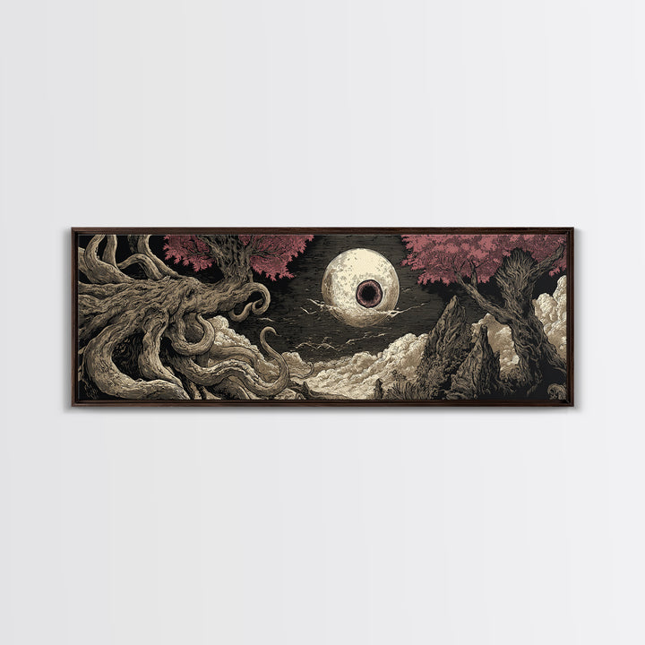 The Salt King Of The Black Shore, Cosmic Horror Decor, Extra Wide Wall Art, Canvas Print, Halloween Home Decor, Gothic Wall Art