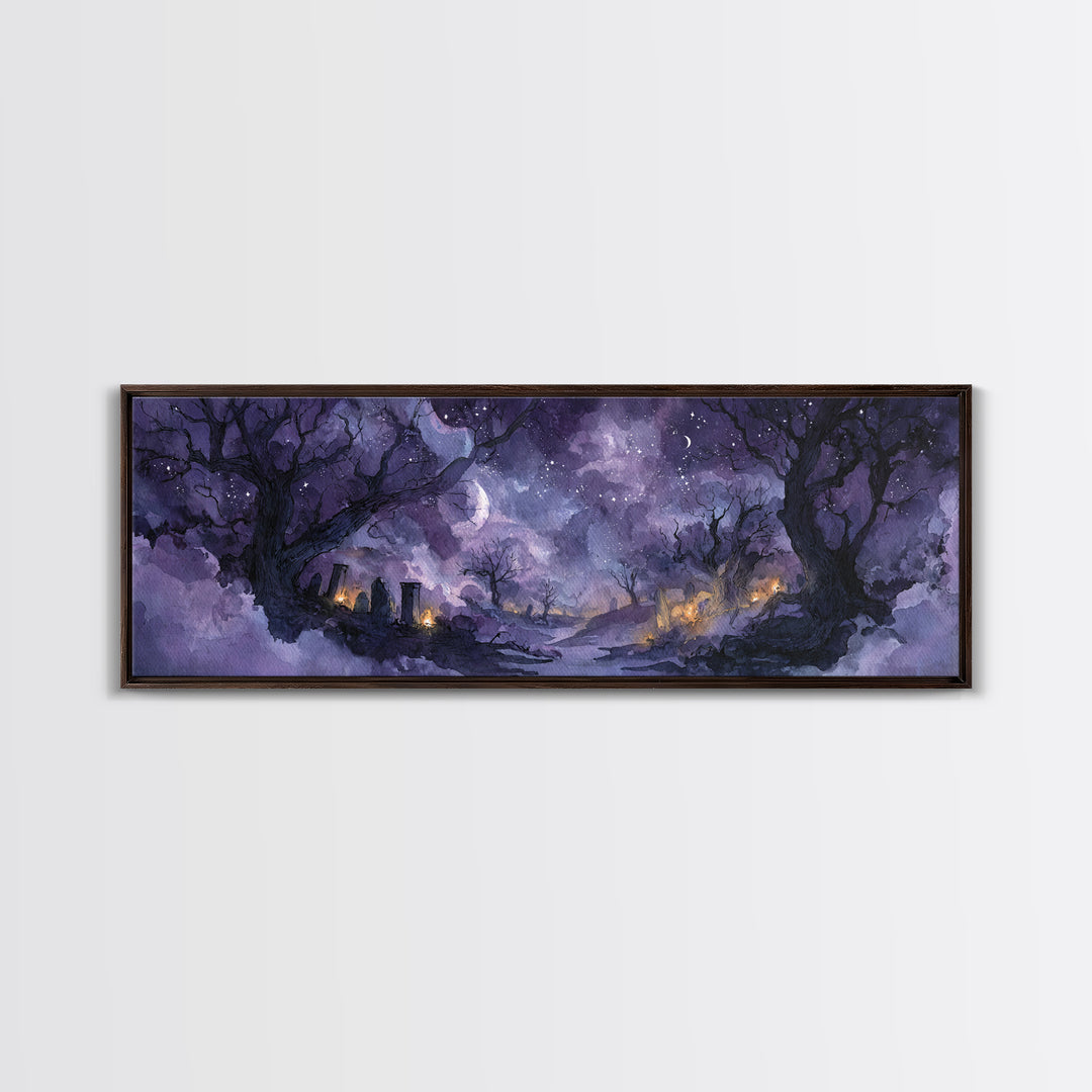 The Dreamwell Beneath Miskatonic, Cosmic Horror Decor, Extra Wide Wall Art, Framed Canvas Print, Halloween Home Decor, Gothic Wall Art