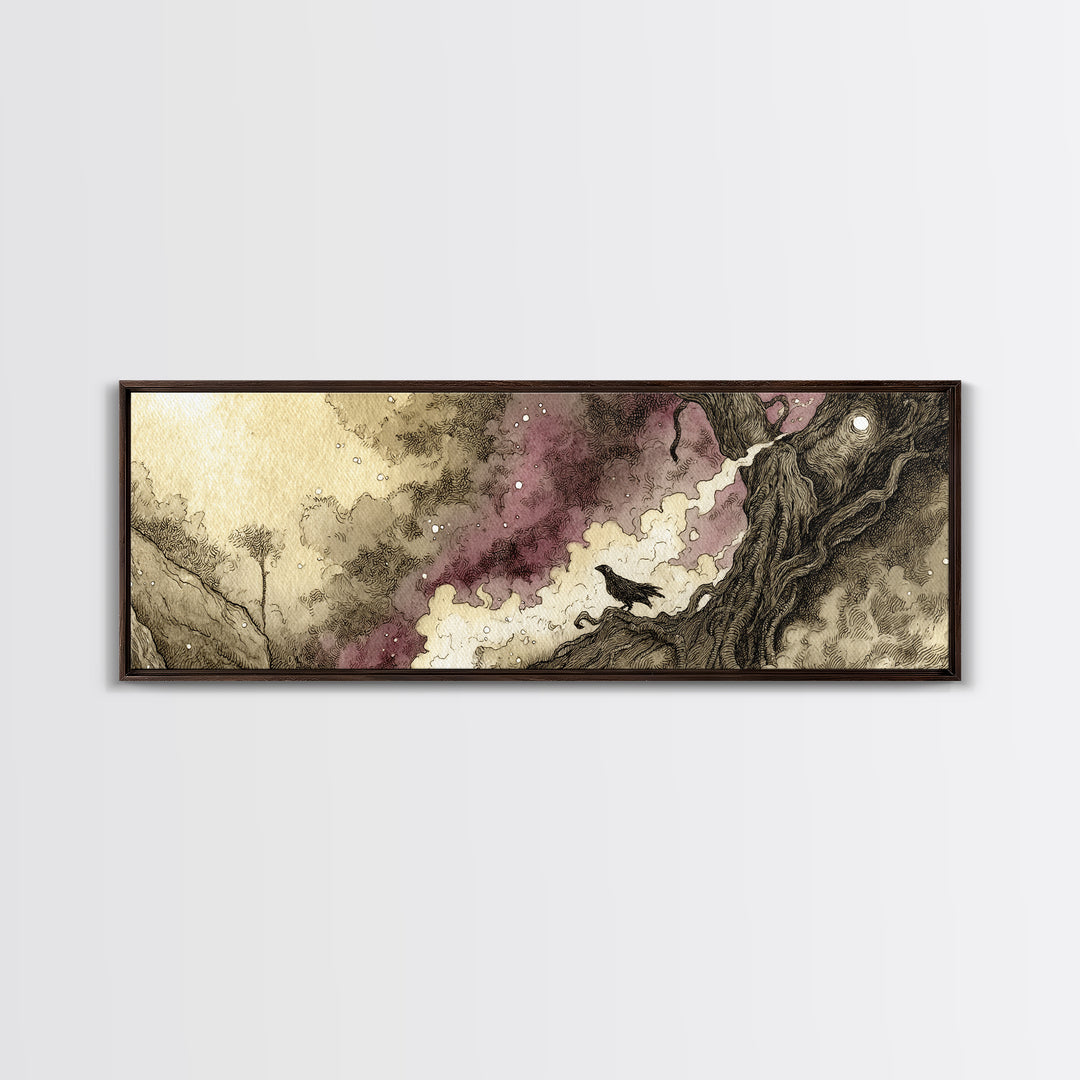 The Custodian Of The Whispering Idol, Eldritch Wall Art, Extra Wide Wall Art, Canvas Print, Halloween Home Decor, Gothic Wall Art
