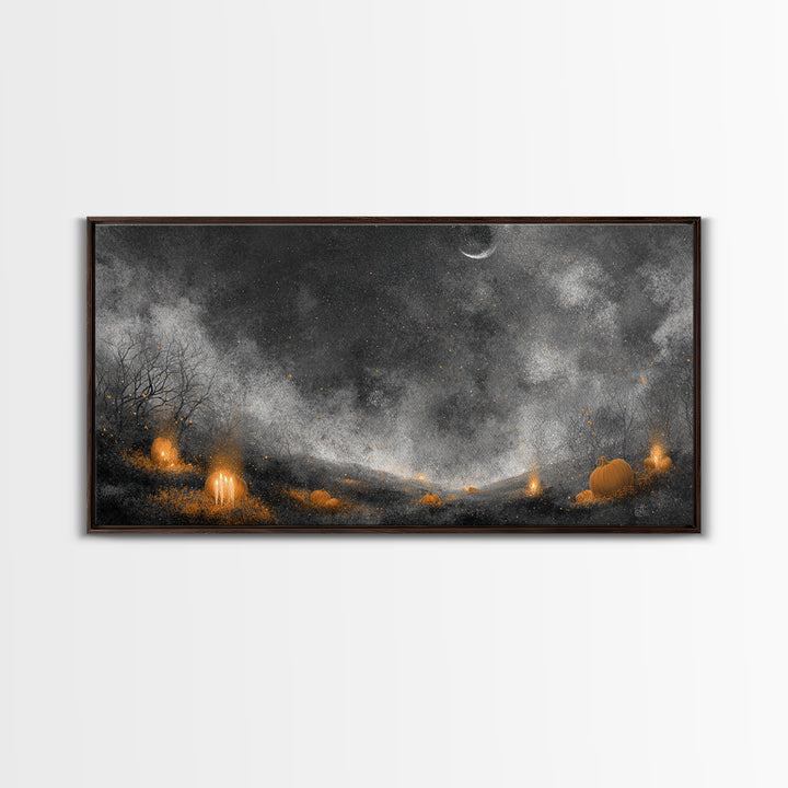 The Frost Beyond Carcosa, Halloween Wall Art, Wide Panoramic Art, Framed Canvas Print, Halloween Home Decor, Gothic Wall Art