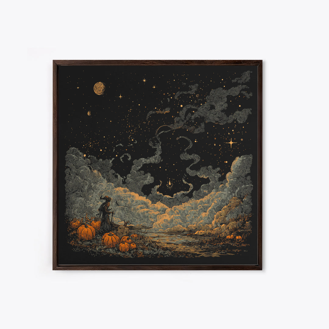 The Seamstress Of Living Nebulae, Cosmic Horror Decor, Square Wall Art, Framed Canvas Print, Halloween Home Decor, Gothic Wall Art