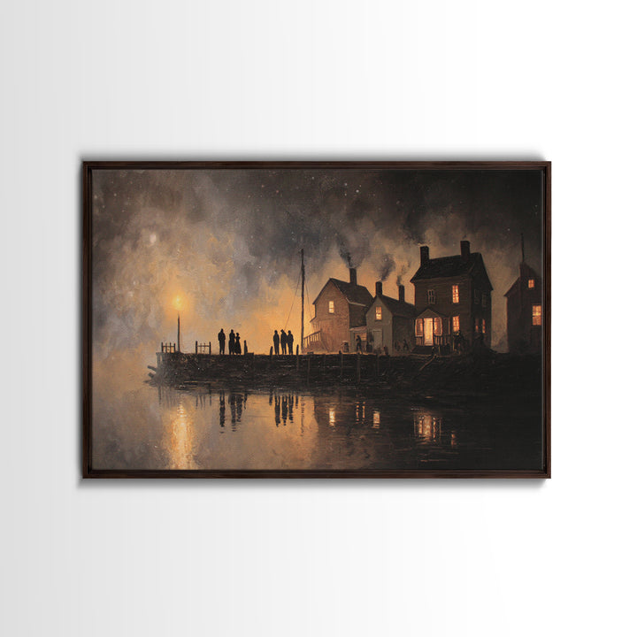 The Tea Party At Innsmouth Pier, Lovecraftian Wall Art, Landscape Wall Art, Canvas Print, Halloween Home Decor, Gothic Wall Art
