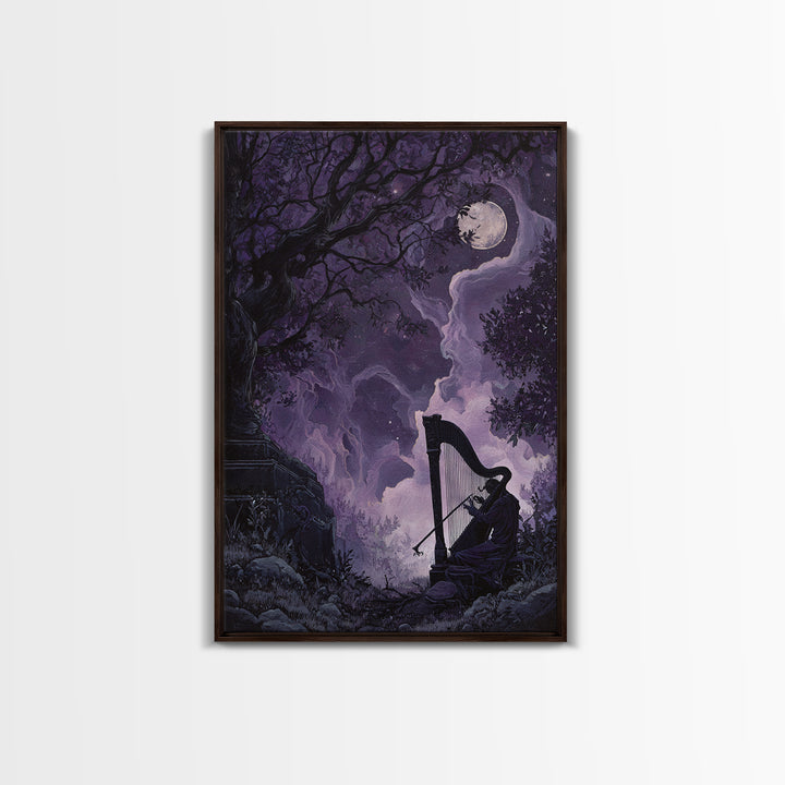 The Harpist Of Abyssal Sleep, Eldritch Wall Art, Vertical Wall Art, Canvas Print, Halloween Home Decor, Gothic Wall Art, Dark Fantasy Art