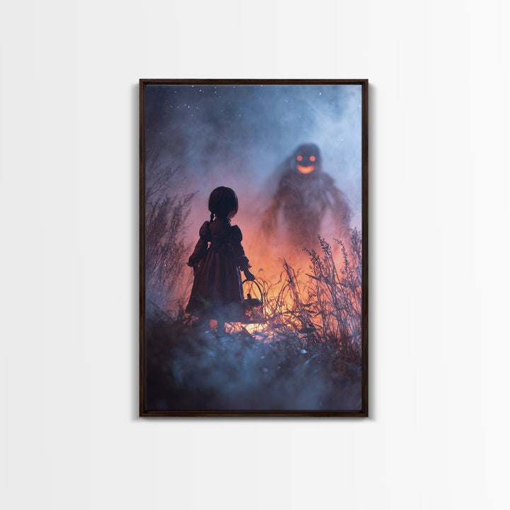 The Doll From Beyond The Void, Occult Wall Decor, Vertical Wall Art, Framed Canvas Print, Halloween Home Decor, Gothic Wall Art