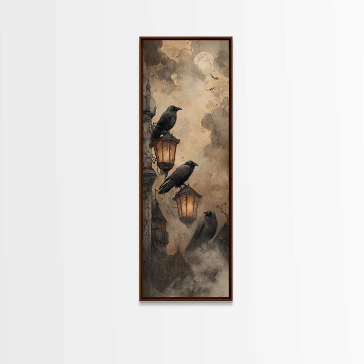 The Raven Sermon Of Leng, Occult Wall Decor, Tall Narrow Wall Art, Canvas Print, Halloween Home Decor, Gothic Wall Art, Halloween Decor