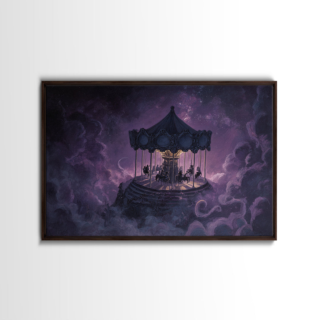 The Carousel Of Sleeping Planets, Occult Wall Decor, Landscape Wall Art, Canvas Print, Halloween Home Decor, Gothic Wall Art