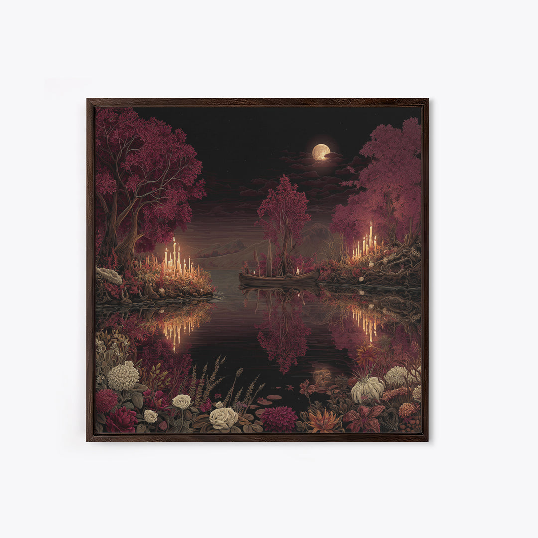The Mirror Lake Of Lost Constellations, Halloween Wall Art, Square Wall Art, Framed Canvas Print, Halloween Home Decor, Gothic Wall Art