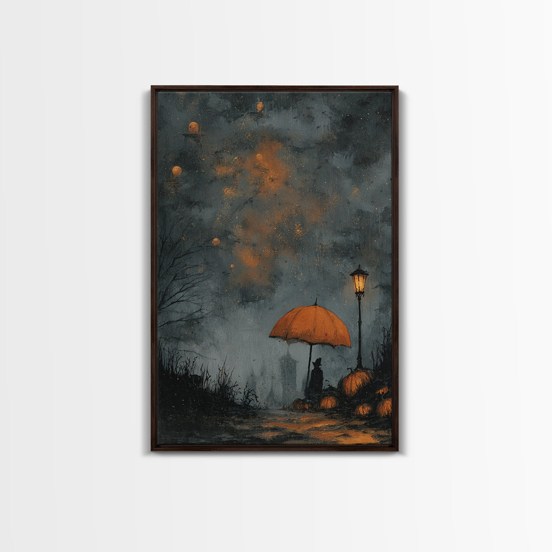 The Umbrella Of The Outer Rain, Halloween Wall Art, Vertical Wall Art, Canvas Print, Halloween Home Decor, Gothic Wall Art, Dark Fantasy Art