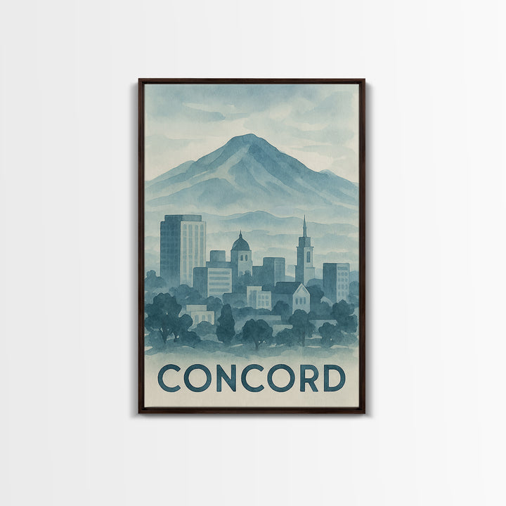 Concord Travel Poster, Canvas Print, Painted Travel Poster Art, Concord City Art, Travel Wall Decor, Fine Art Print, City Art Print