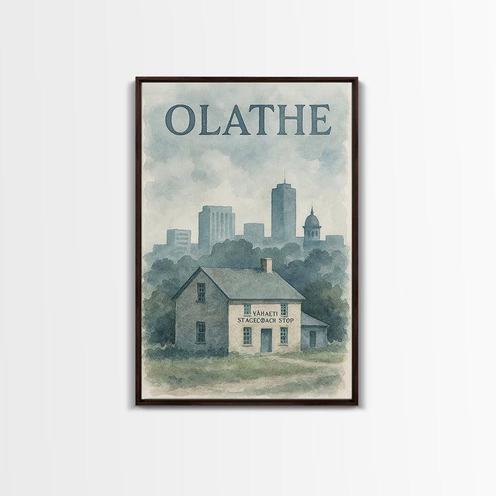 Olathe Travel Poster, Canvas Print, Painted Travel Poster Art, Olathe Travel Art, City Illustration, Travel Art Print, Home Office Decor