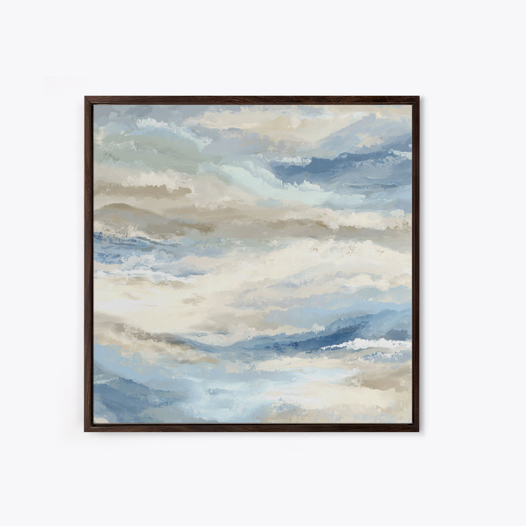 Soft Abstract Waves Framed Canvas Print, Waiting Room Art, Office Art, Waiting Room Decor, Fine Art, Calm, Gallery Decor, WRA-1x1-2