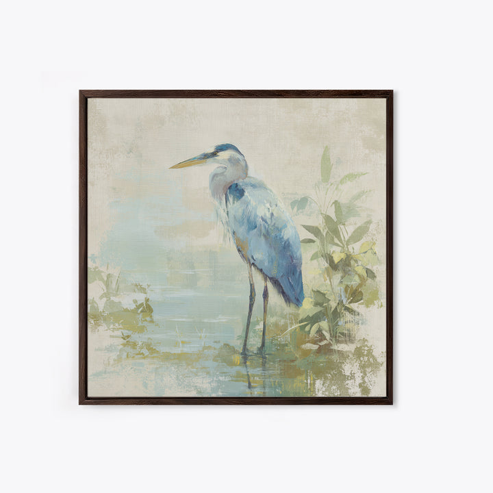 Blue Heron in Quiet Marsh Canvas Print, Waiting Room Art, Printable Art, Waiting Room Decor, Watercolor Art, Calm, WRA-1x1-36