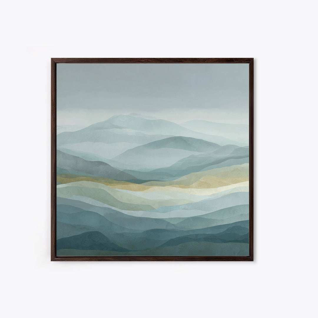 Simple Mountain Layers Framed Canvas Print, Waiting Room Art, Dental Office Decor, Waiting Room Decor, Fine Art, Calm, WRA-1x1-38