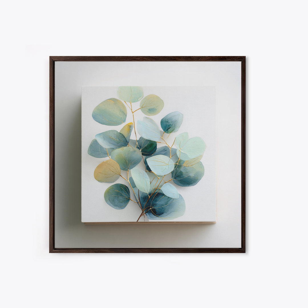 Clean Eucalyptus Leaf Study Framed Canvas Print, Waiting Room Art, Gallery Decor, Waiting Room Decor, Oil Painting, Calm, WRA-1x1-41