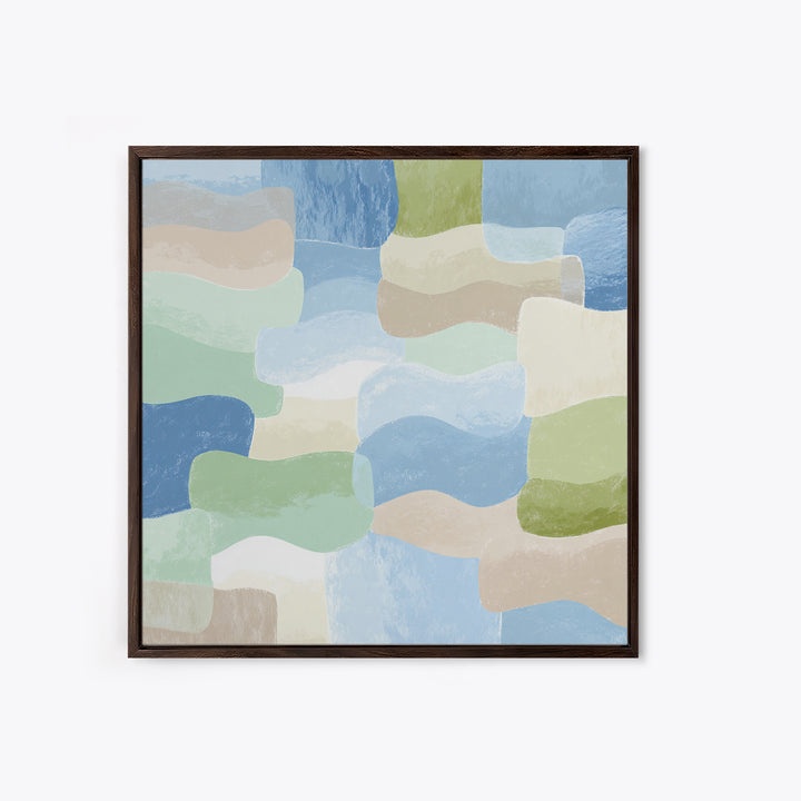 Pastel Rainbow Shapes for Pediatric Spaces Framed Canvas Print, Waiting Room Art, Dental Wall Art, Waiting Room Decor, Calm, WRA-1x1-42