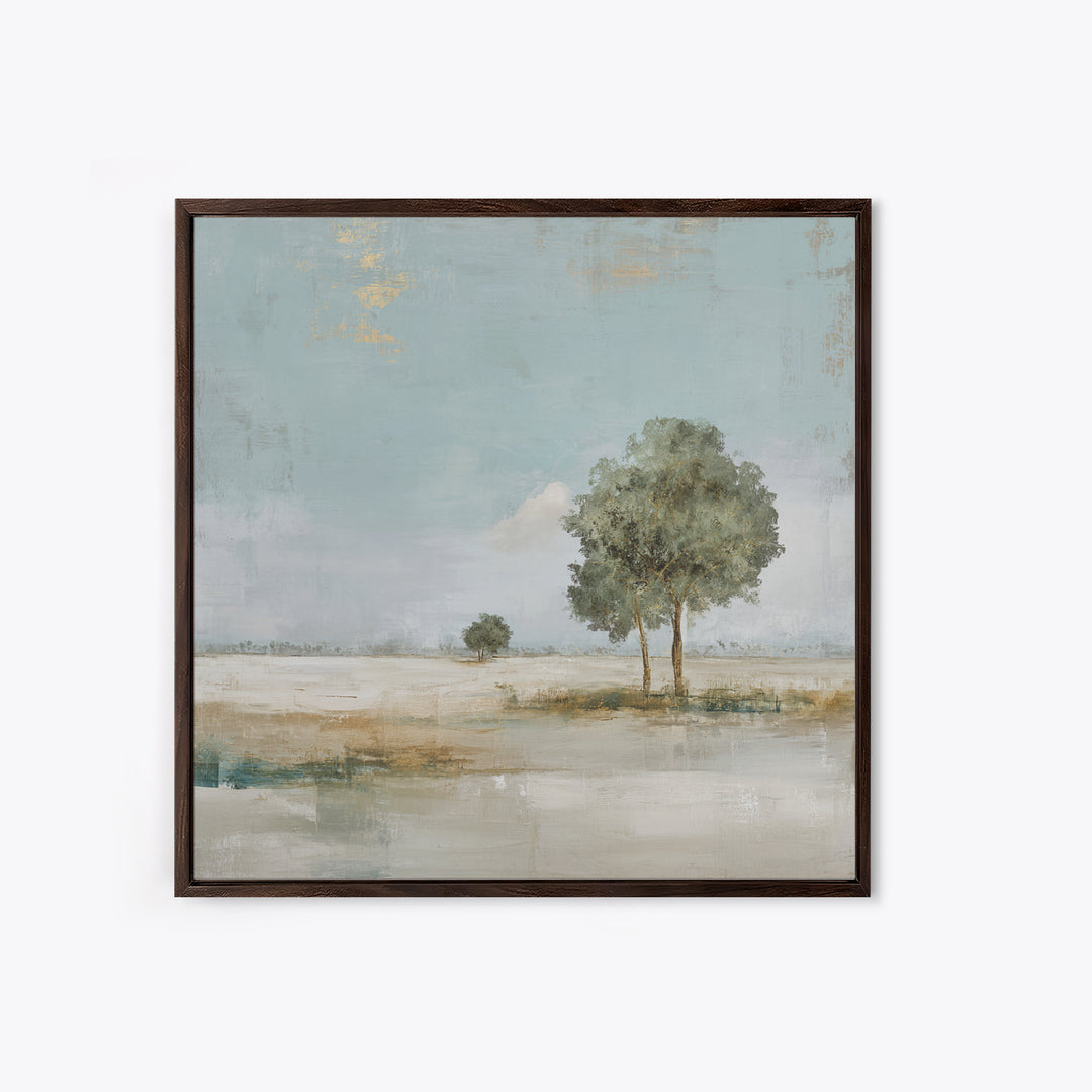 Open Field with Distant Tree Framed Canvas Print, Waiting Room Art, Bauhaus Print, Waiting Room Decor, Fine Art, Calm, WRA-1x1-47