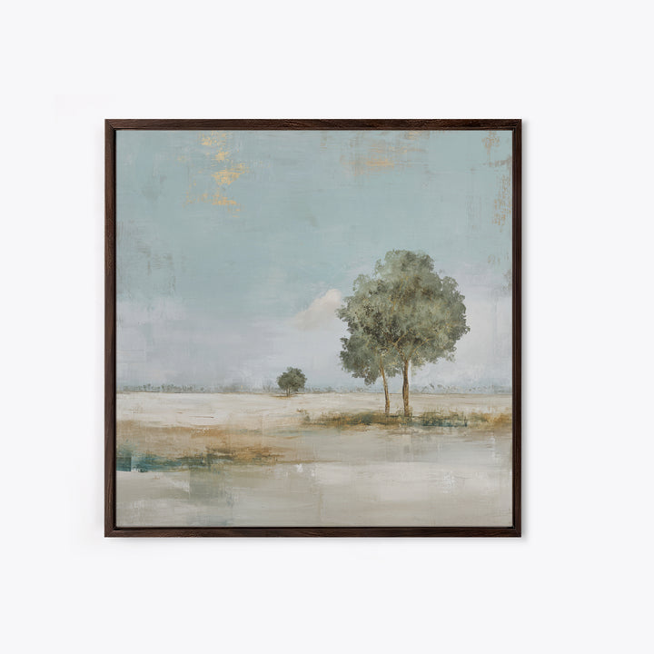 Open Field with Distant Tree Framed Canvas Print, Waiting Room Art, Bauhaus Print, Waiting Room Decor, Fine Art, Calm, WRA-1x1-47