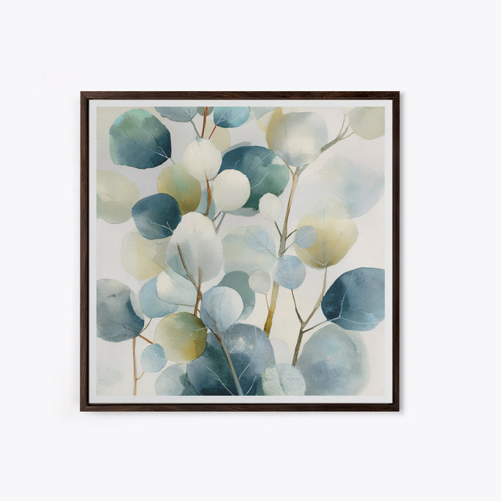 Clean Eucalyptus Leaf Study Framed Canvas Print, Waiting Room Art, Gallery Decor, Waiting Room Decor, Oil Painting, Calm, WRA-1x1-65