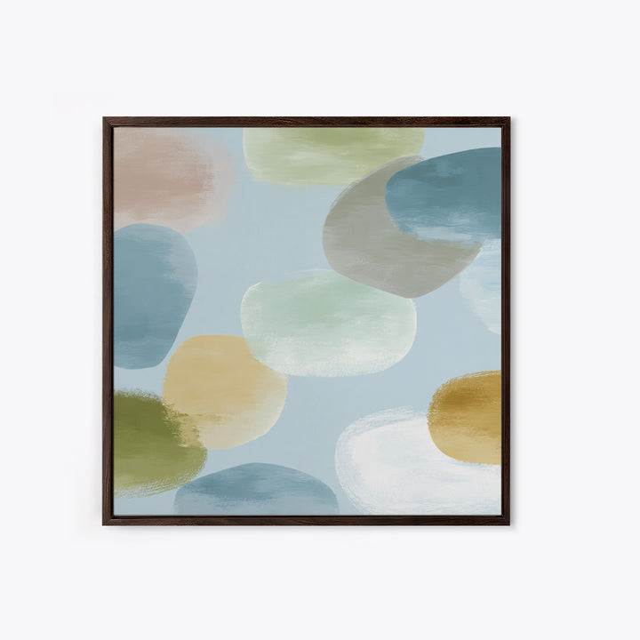 Pastel Rainbow Shapes for Pediatric Spaces Framed Canvas Print, Waiting Room Art, Dental Wall Art, Waiting Room Decor, Calm, WRA-1x1-66