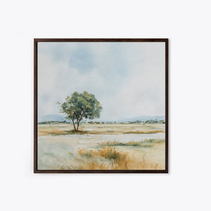 Open Field with Distant Tree Framed Canvas Print, Waiting Room Art, Therapy Office Decor, Waiting Room Decor, Fine Art, Calm, WRA-1x1-71