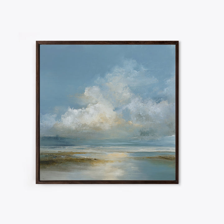 Large Cloudscape with Hopeful Light Framed Canvas Print, Waiting Room Art, Textured Painting, Waiting Room Decor, Calm, WRA-1x1-88