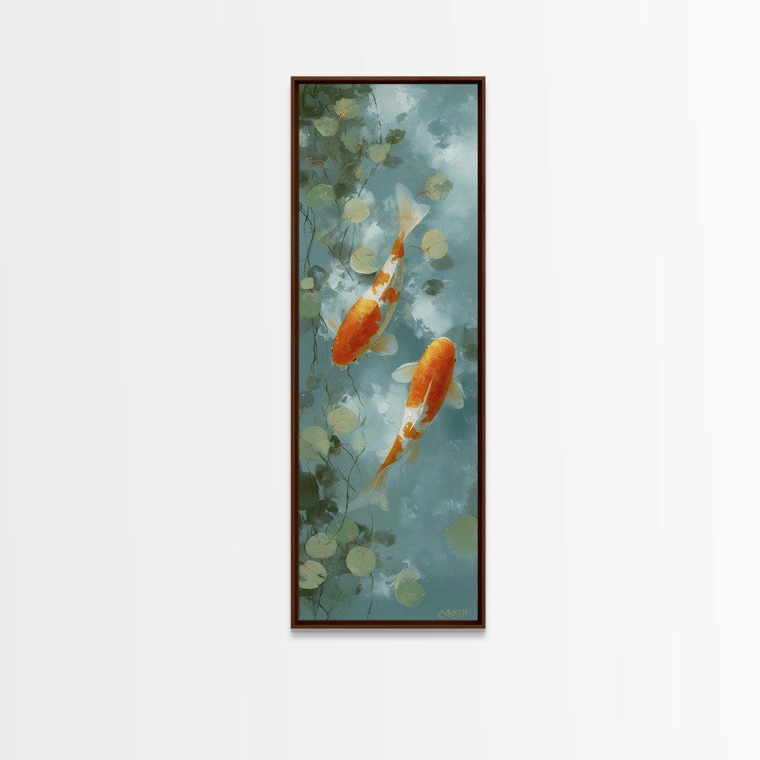Gentle Koi Fish Canvas Print, Waiting Room Art, Landscape, Waiting Room Decor, Fine Art, Calm, Neutral Decor, Modern Decor, WRA-1x3-10