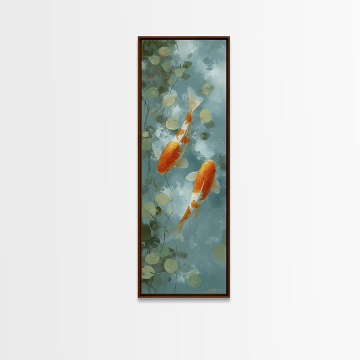 Gentle Koi Fish Canvas Print, Waiting Room Art, Landscape, Waiting Room Decor, Fine Art, Calm, Neutral Decor, Modern Decor, WRA-1x3-10