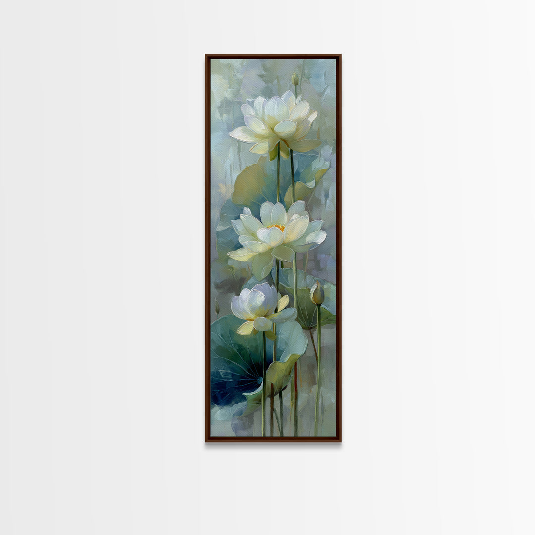 Lotus Flower on Still Water Canvas Print, Waiting Room Art, Printable Wall Art, Waiting Room Decor, Watercolor Art, Calm, WRA-1x3-27