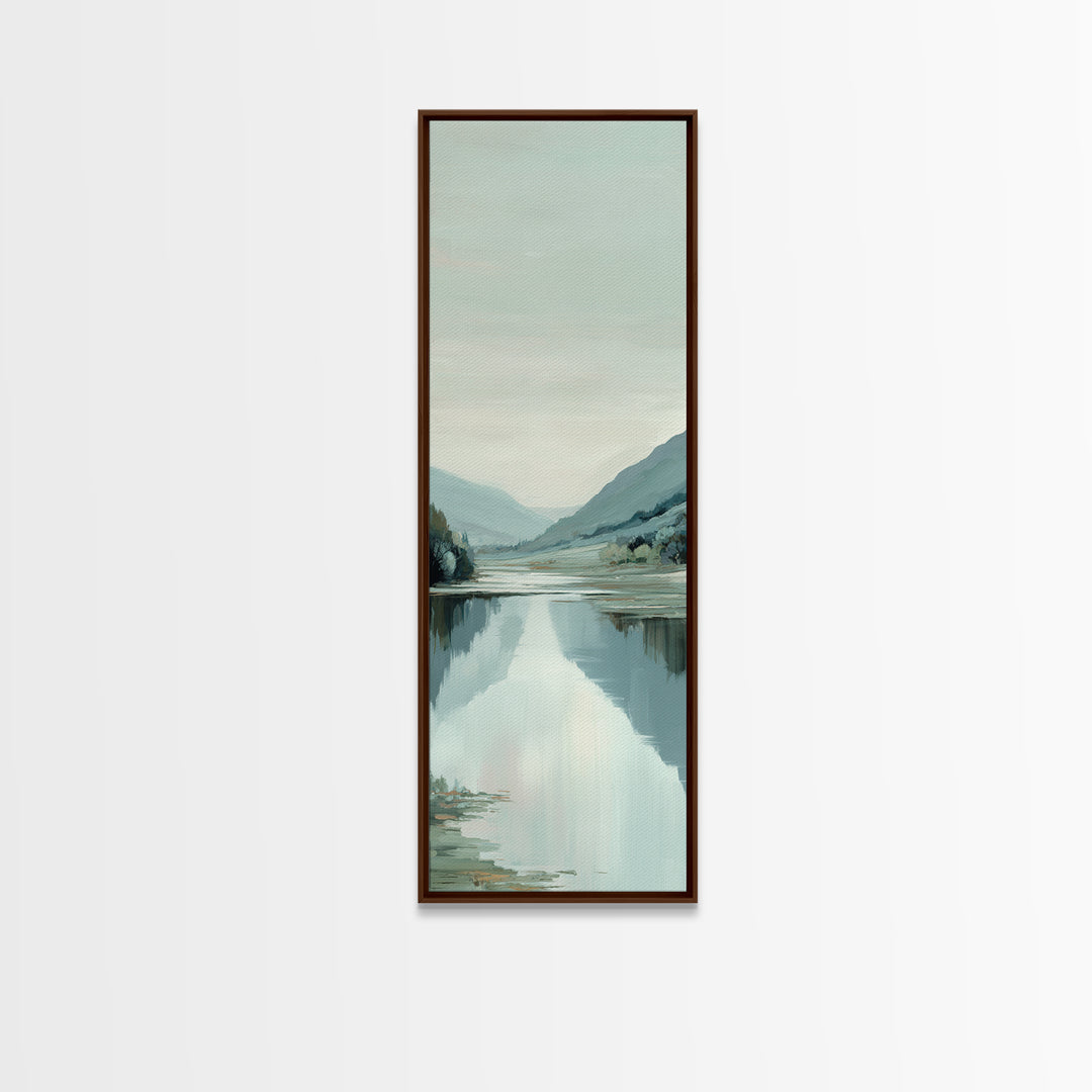 Peaceful Lake Reflection at Dawn Canvas Print, Waiting Room Art, Printable Wall Art, Waiting Room Decor, Oil Painting, Calm, WRA-1x3-40