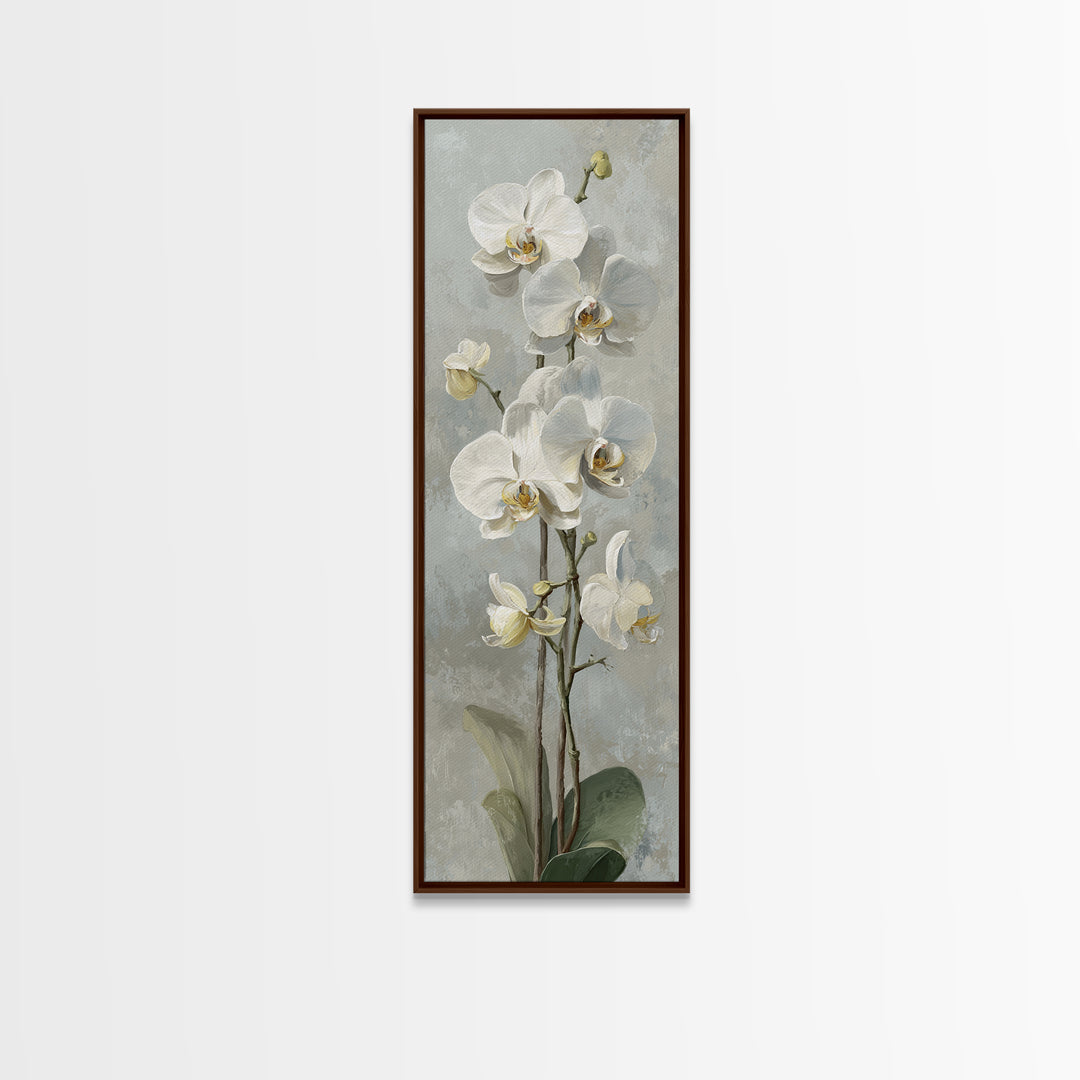 White Orchid on Light Gray Ground Canvas Print, Waiting Room Art, Bedroom Decor, Waiting Room Decor, Fine Art, Calm, Abstract, WRA-1x3-43