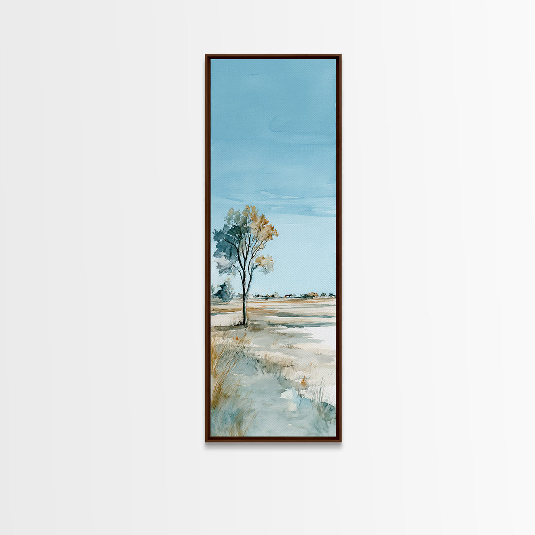 Open Field with Distant Tree Canvas Print, Waiting Room Art, Living Room Wall Art, Waiting Room Decor, Fine Art, Calm, WRA-1x3-59