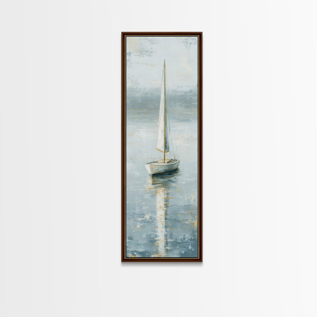 Quiet Sailboat on Calm Water Canvas Print, Waiting Room Art, Contemporary Art, Waiting Room Decor, Calm, Living Room Wall Art, WRA-1x3-7