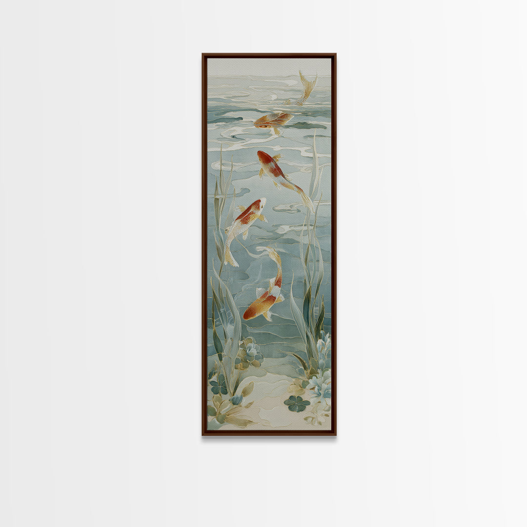 Gentle Koi Fish Canvas Print, Waiting Room Art, Gallery Decor, Waiting Room Decor, Oil Painting, Calm, Contemporary Art, WRA-1x3-82