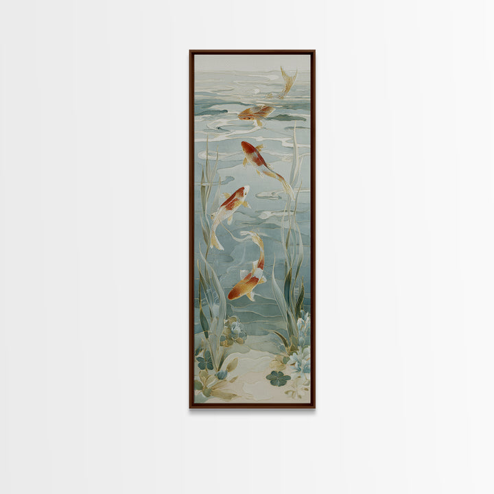 Gentle Koi Fish Canvas Print, Waiting Room Art, Gallery Decor, Waiting Room Decor, Oil Painting, Calm, Contemporary Art, WRA-1x3-82