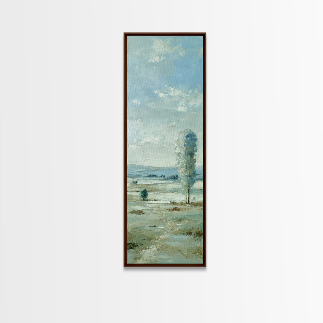 Open Field with Distant Tree Framed Canvas Print, Waiting Room Art, Gallery Wall Art, Waiting Room Decor, Fine Art, Calm, WRA-1x3-83