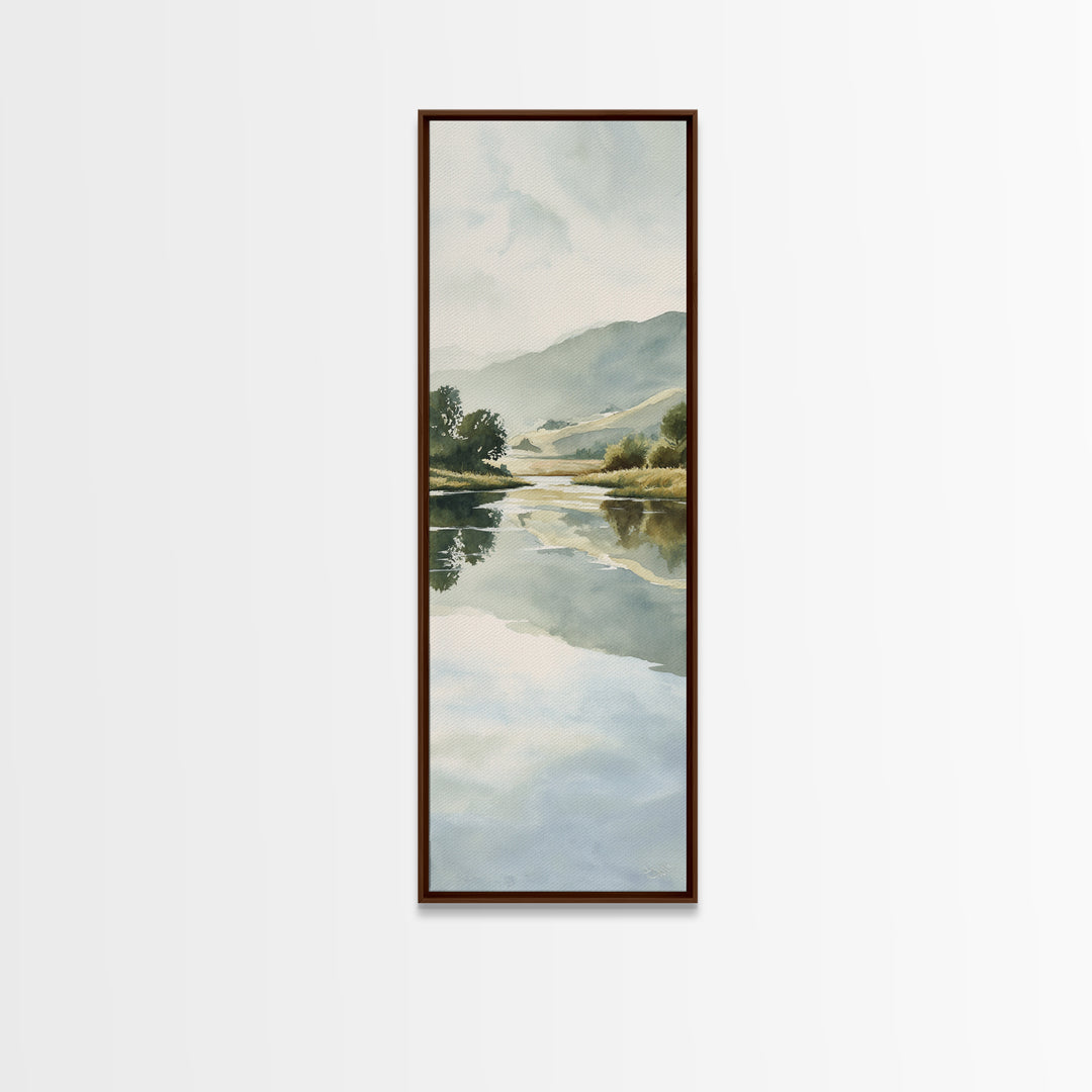 Peaceful Lake Reflection at Dawn Canvas Print, Waiting Room Art, Minimalist Wall Art, Waiting Room Decor, Fine Art, Calm, WRA-1x3-88