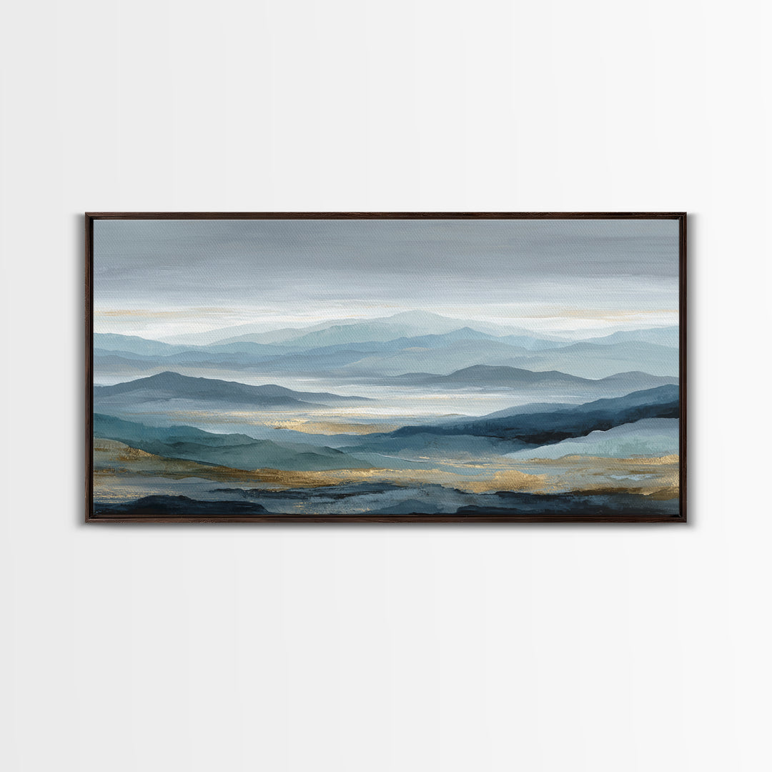 Simple Mountain Layers Framed Canvas Print, Waiting Room Art, Art Print, Waiting Room Decor, Fine Art, Calm, Abstract Art, WRA-2x1-10