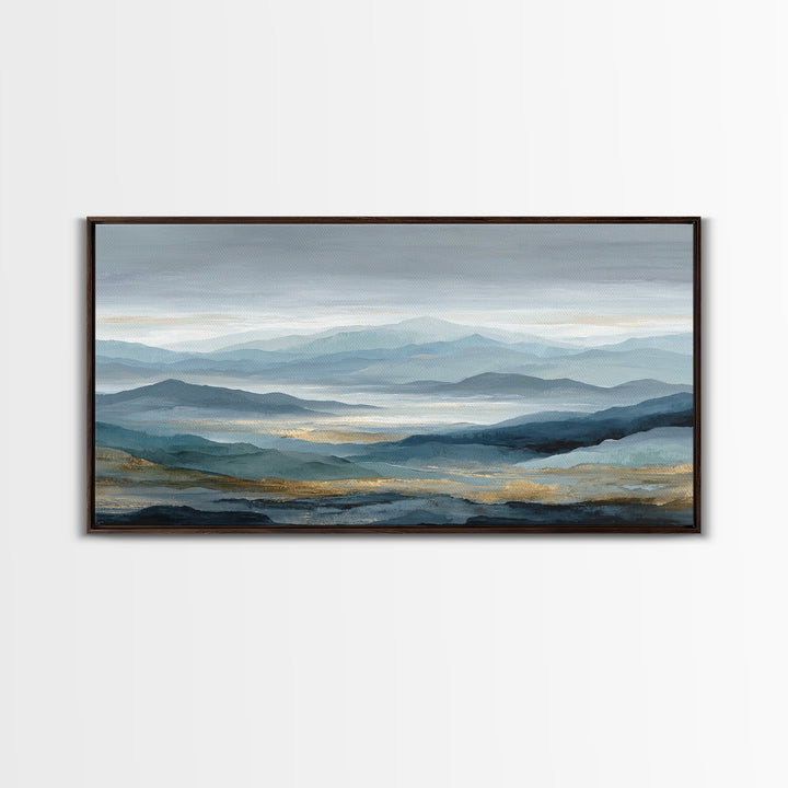 Simple Mountain Layers Framed Canvas Print, Waiting Room Art, Art Print, Waiting Room Decor, Fine Art, Calm, Abstract Art, WRA-2x1-10