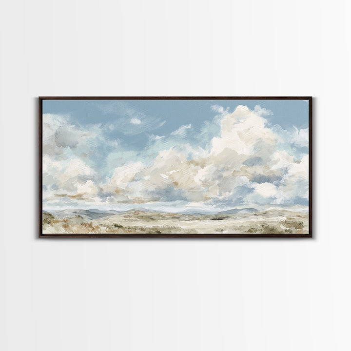 Large Cloudscape with Hopeful Light Framed Canvas Print, Waiting Room Art, Art Print, Waiting Room Decor, Fine Art, Calm, WRA-2x1-12