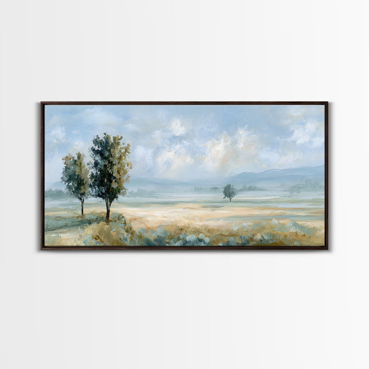 Open Field with Distant Tree Framed Canvas Print, Waiting Room Art, Therapy Office Decor, Waiting Room Decor, Fine Art, Calm, WRA-2x1-19