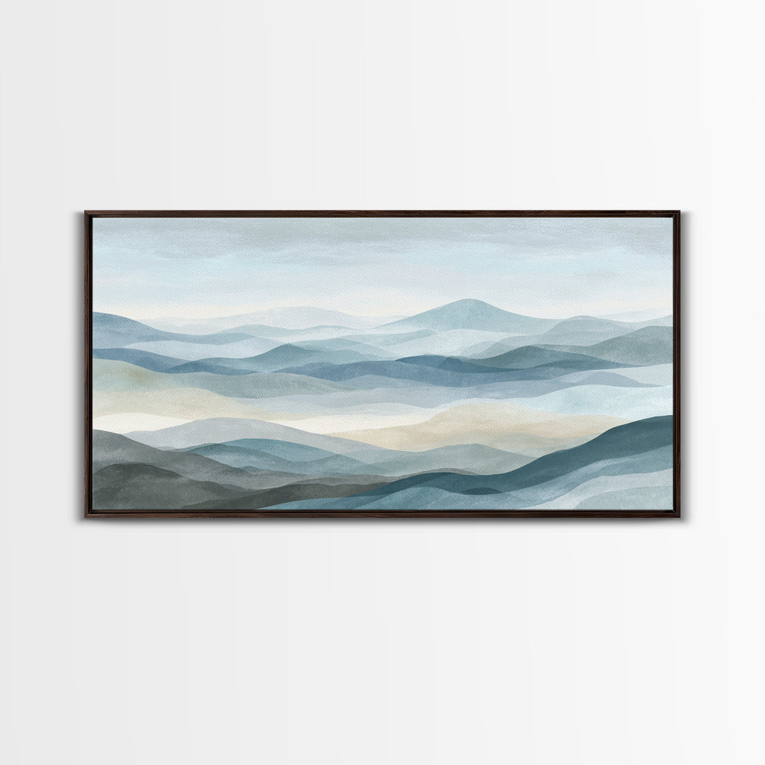 Simple Mountain Layers Framed Canvas Print, Waiting Room Art, Art Print, Waiting Room Decor, Fine Art, Calm, Abstract Art, WRA-2x1-34