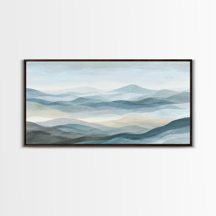 Simple Mountain Layers Framed Canvas Print, Waiting Room Art, Art Print, Waiting Room Decor, Fine Art, Calm, Abstract Art, WRA-2x1-34