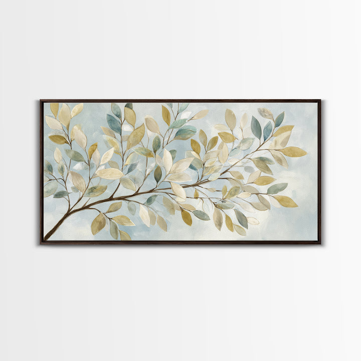 Neutral Botanical Branch Canvas Print, Waiting Room Art, Living Room Wall Art, Waiting Room Decor, Watercolor Art, Calm, WRA-2x1-47