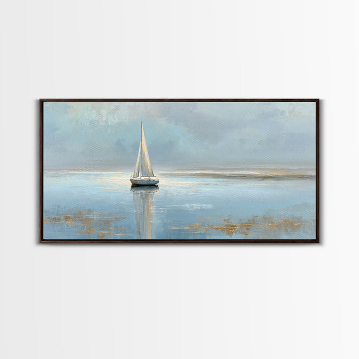 Quiet Sailboat on Calm Water Canvas Print, Waiting Room Art, Minimalist Wall Art, Waiting Room Decor, Fine Art, Calm, WRA-2x1-63