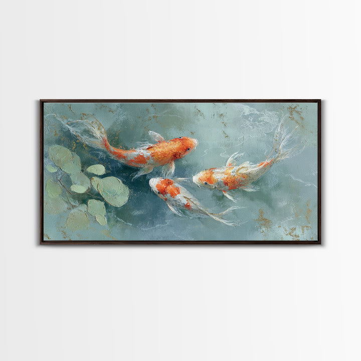 Gentle Koi Fish Canvas Print, Waiting Room Art, Textured Painting, Waiting Room Decor, Watercolor Art, Calm, Printable Art, WRA-2x1-66