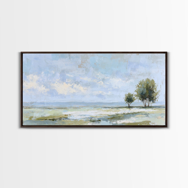 Open Field with Distant Tree Framed Canvas Print, Waiting Room Art, Dental Art, Waiting Room Decor, Fine Art, Calm, WRA-2x1-67