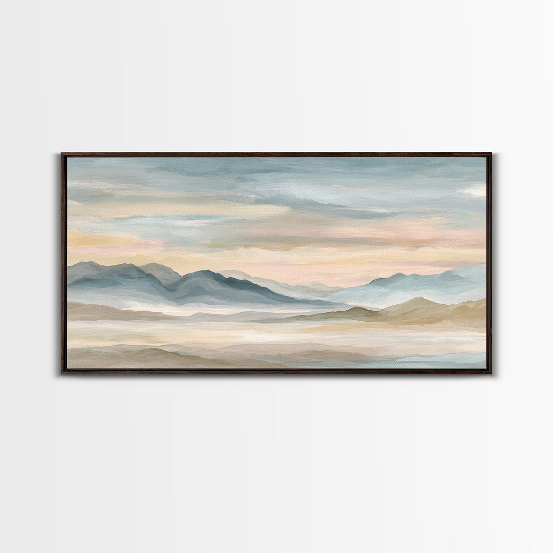 Warm Desert Sunrise Framed Canvas Print, Waiting Room Art, Printable Art, Waiting Room Decor, Watercolor Art, Calm, WRA-2x1-81