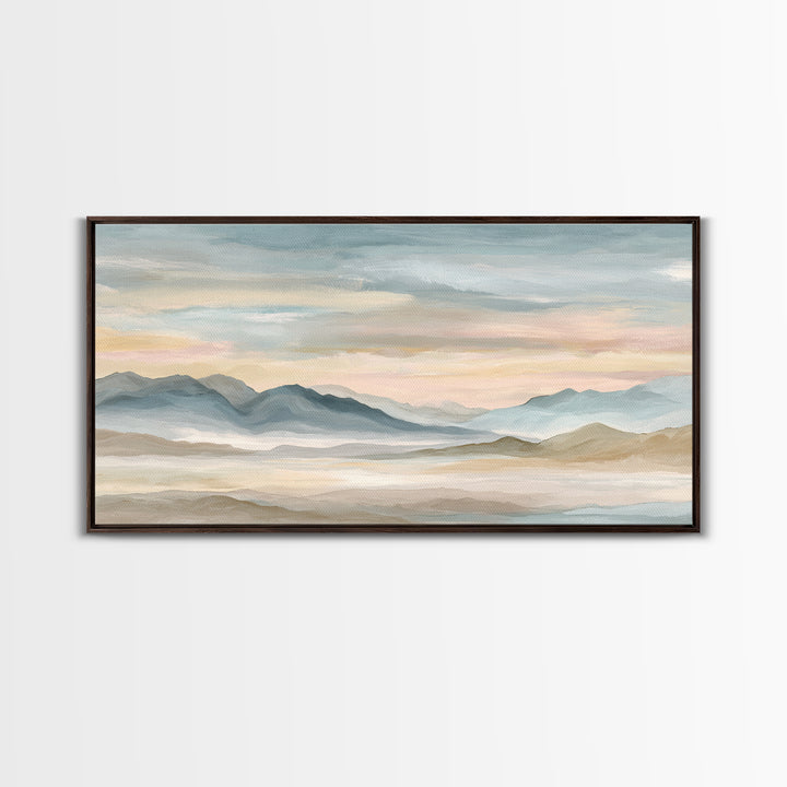 Warm Desert Sunrise Framed Canvas Print, Waiting Room Art, Printable Art, Waiting Room Decor, Watercolor Art, Calm, WRA-2x1-81