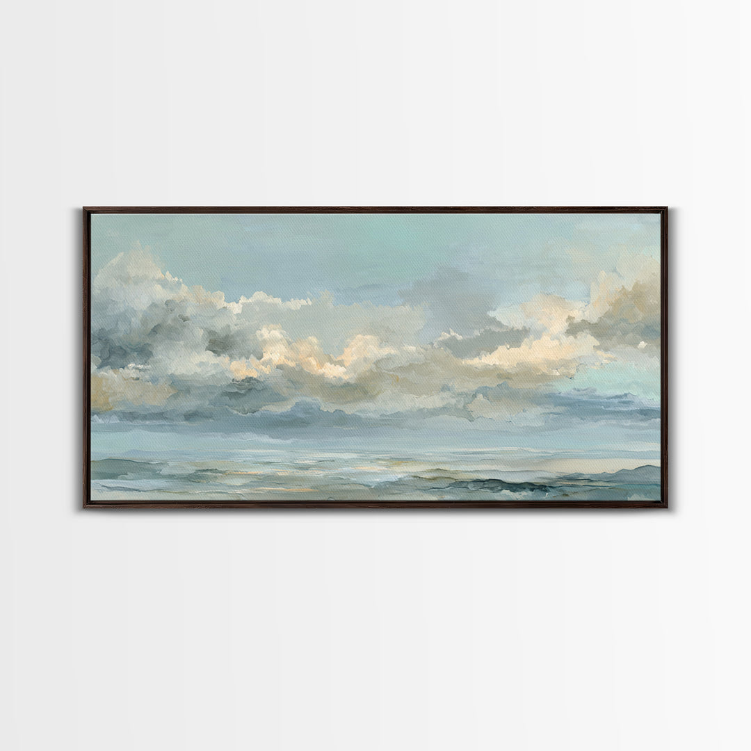 Large Cloudscape with Hopeful Light Framed Canvas Print, Waiting Room Art, Gallery Wall Art, Waiting Room Decor, Fine Art, Calm, WRA-2x1-84