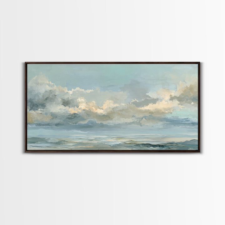 Large Cloudscape with Hopeful Light Framed Canvas Print, Waiting Room Art, Gallery Wall Art, Waiting Room Decor, Fine Art, Calm, WRA-2x1-84